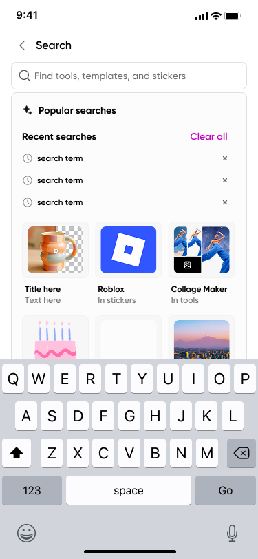 Mobile recent searches